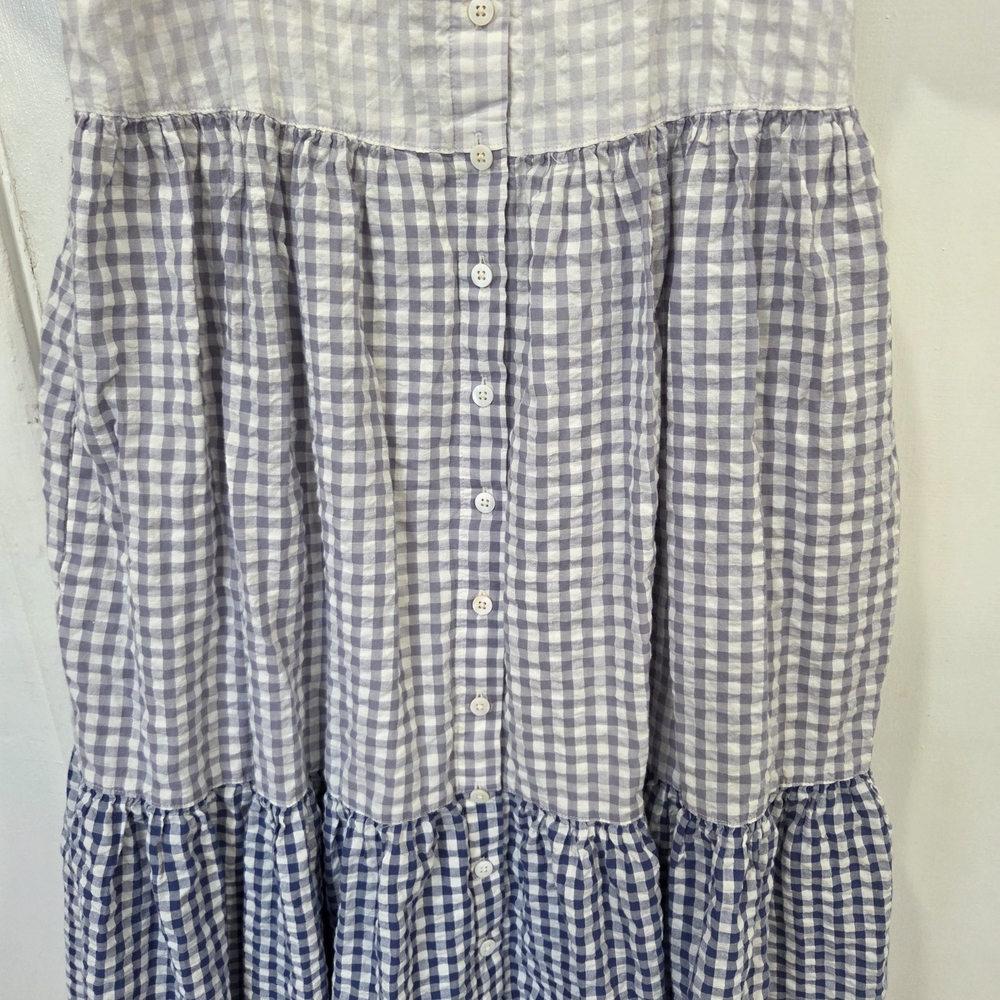 Madewell Patchwork Gingham Button-Front Tiered Bl… - image 5
